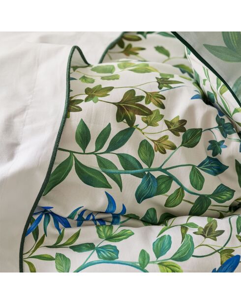 Housse de couette imprimée en satin de coton Voliere sky