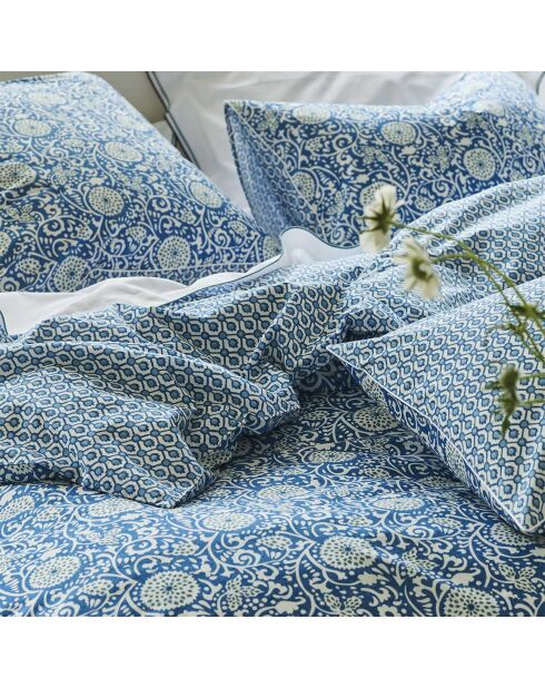 Housse de couette imprimée en percale de coton Shaqui porcelain