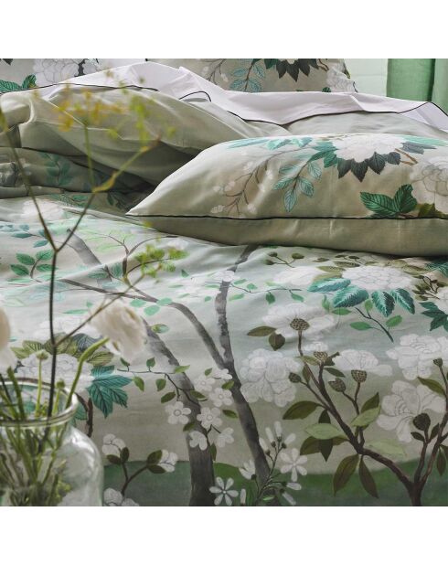 Housse de couette imprimée en satin de coton Fleur orientale