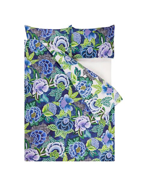 Housse de couette imprimée en percale de coton Rose de damas