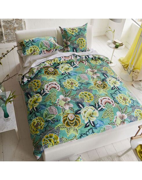 Housse de couette imprimée en percale de coton Rose de damas
