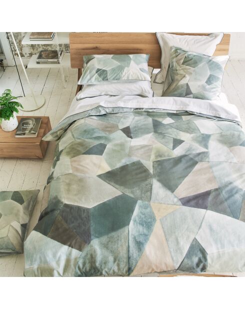 Housse de couette imprimée en percale de coton Geo moderne pewter