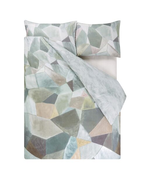 Housse de couette imprimée en percale de coton Geo moderne pewter