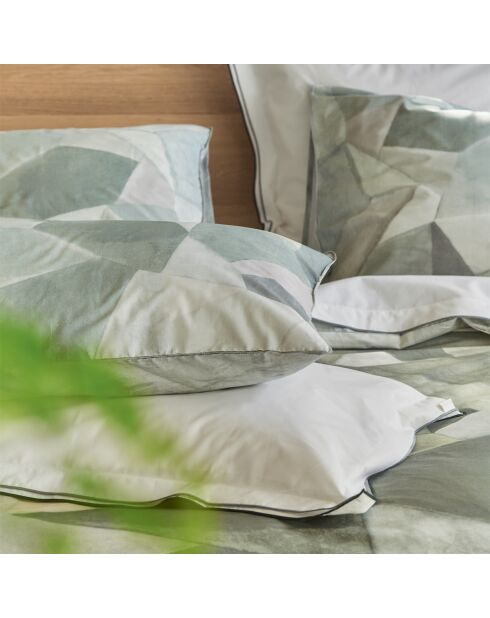 Housse de couette imprimée en percale de coton Geo moderne pewter