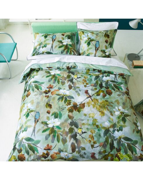 Housse de couette imprimée en percale de coton Maple tree celadon