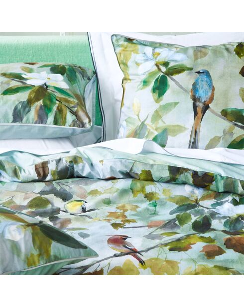 Housse de couette imprimée en percale de coton Maple tree celadon