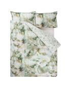 Housse de couette imprimée en percale de coton Fleurs de jour celadon