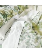Housse de couette imprimée en percale de coton Fleurs de jour celadon