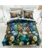 Housse de couette imprimée en satin de coton Minakari cobalt