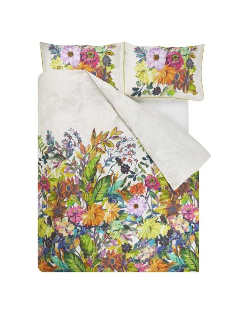 Housse de couette imprimée en percale de coton Glynde coral