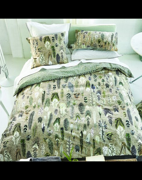 Housse de couette imprimée en percale de coton Quill natural