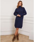 Robe Eclose en Cachemire mélangé marine