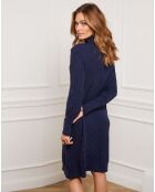 Robe Eclose en Cachemire mélangé marine
