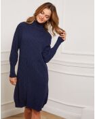 Robe Eclose en Cachemire mélangé marine