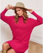 Robe Eclose en Cachemire mélangé fuchsia