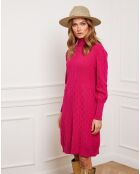 Robe Eclose en Cachemire mélangé fuchsia