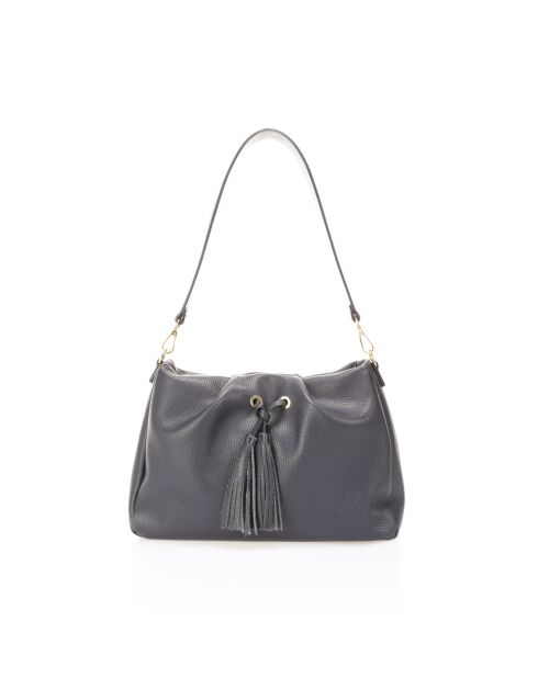 1040 Blaue Schultertasche aus Leder - 33x12x19 cm