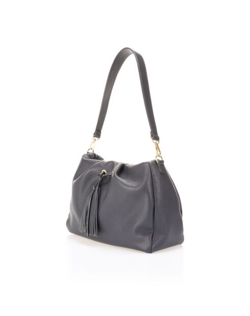 1040 Blaue Schultertasche aus Leder - 33x12x19 cm