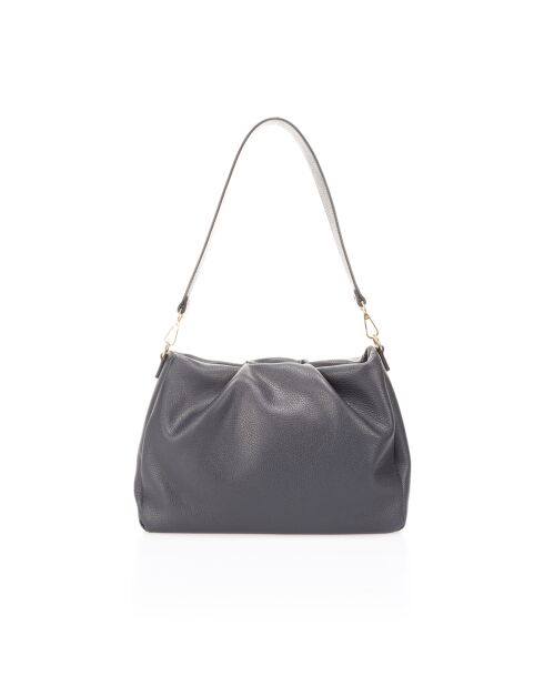 1040 Blaue Schultertasche aus Leder - 33x12x19 cm