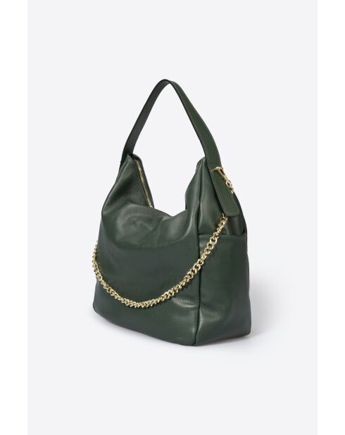 Mora Schultertasche aus dunkelgrünem Leder - 43x17x29 cm