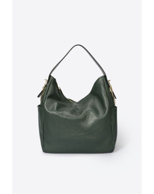 Mora Schultertasche aus dunkelgrünem Leder - 43x17x29 cm