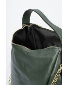 Mora Schultertasche aus dunkelgrünem Leder - 43x17x29 cm