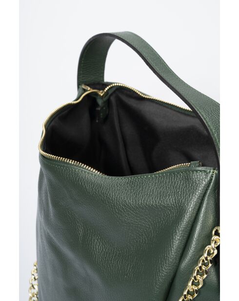 Mora Schultertasche aus dunkelgrünem Leder - 43x17x29 cm