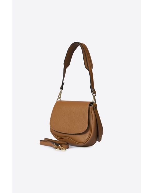 Bolso de hombro Syla de piel coñac - 21x11x18 cm