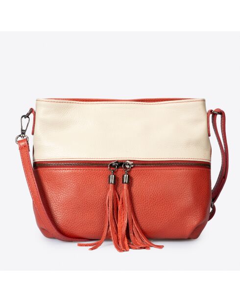 4351 Bolso de hombro de piel roja - 36 x 10 x 23 cm