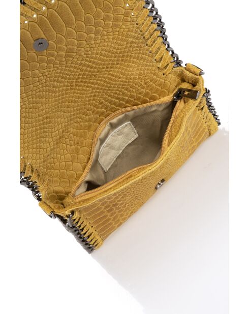 Borsa a tracolla in pelle Gc1309 Mustard - 23x6x15 cm