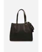 Borsa a tracolla Bianca in pelle nera - 30x11x23 cm