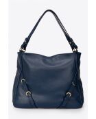3117 Blaue Schultertasche aus Leder - 34x15 x30 cm