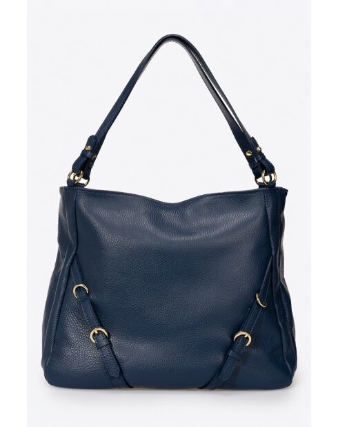 3117 Blaue Schultertasche aus Leder - 34x15 x30 cm