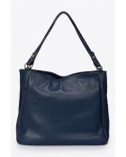 3117 Blaue Schultertasche aus Leder - 34x15 x30 cm