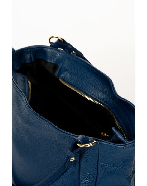 3117 Blaue Schultertasche aus Leder - 34x15 x30 cm