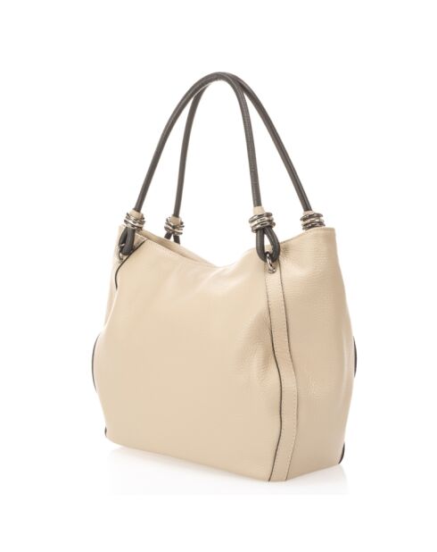 Borsa a tracolla Vinnie Taupe in pelle - 32x14x28 cm