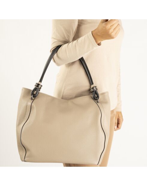 Borsa a tracolla Vinnie Taupe in pelle - 32x14x28 cm
