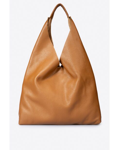 Bolso de hombro Quinn de piel coñac - 40 x5x32 cm