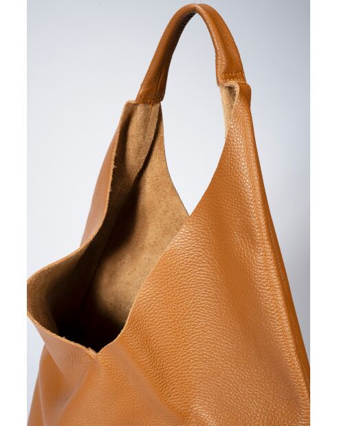 Bolso de hombro Quinn de piel coñac - 40 x5x32 cm