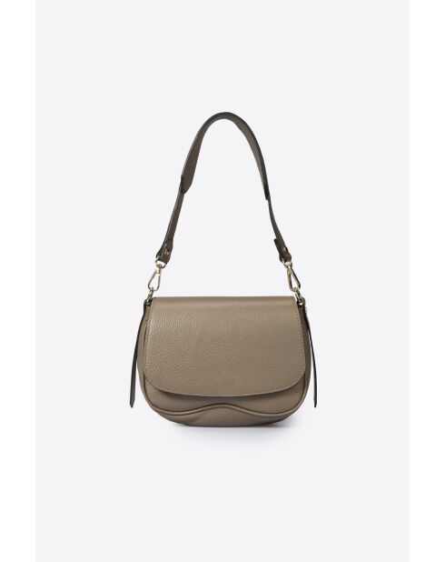 Bolso de hombro Syla de piel color topo - 21x11x18 cm
