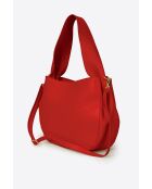 Bolso de hombro Eleua de piel roja - 34x13x25 cm