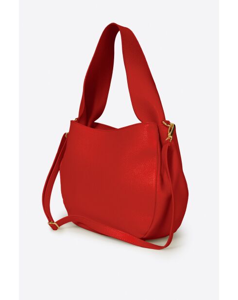Bolso de hombro Eleua de piel roja - 34x13x25 cm