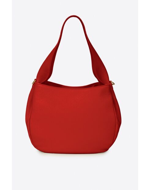 Bolso de hombro Eleua de piel roja - 34x13x25 cm