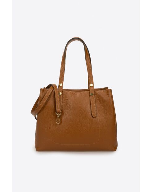 Bandolera Bianca de piel coñac - 30x11x23 cm