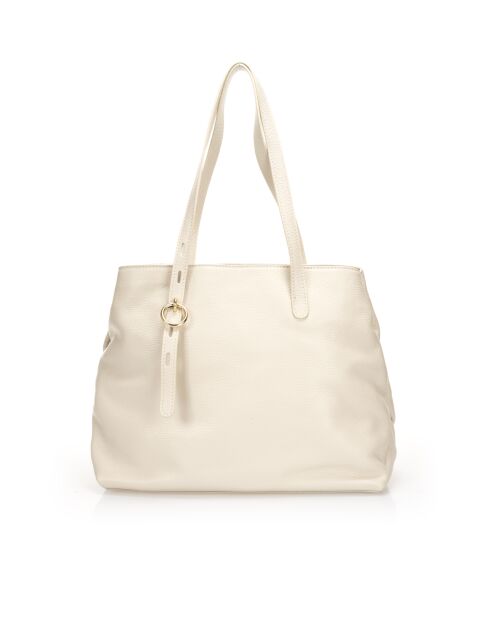 7569 Beige leren schoudertas - 38x16x31 cm