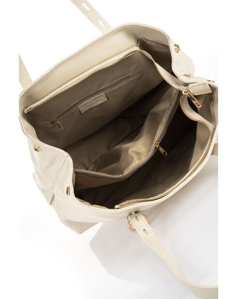 7569 Beige leren schoudertas - 38x16x31 cm