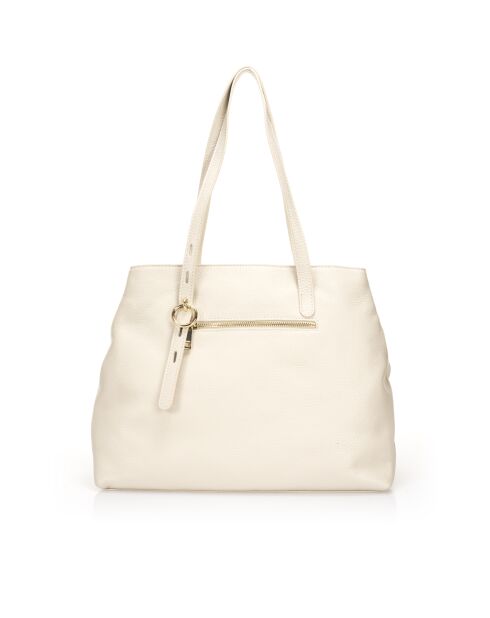 7569 Beige leren schoudertas - 38x16x31 cm