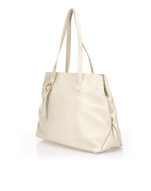 7569 Beige leren schoudertas - 38x16x31 cm