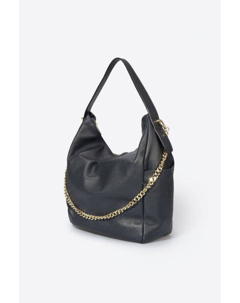 Borsa a tracolla Mora in pelle blu - 43x17x29 cm
