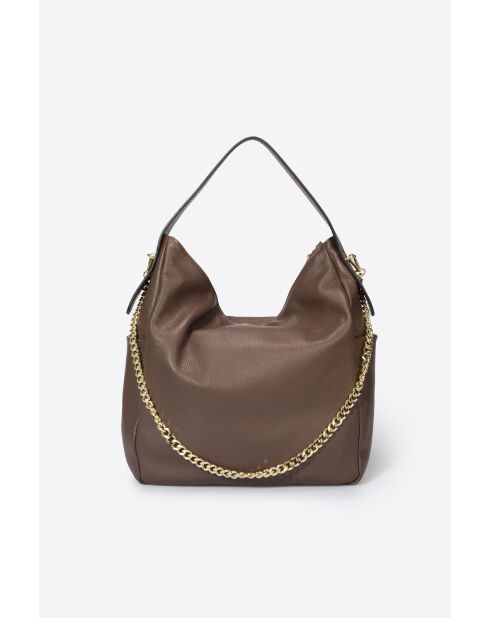 Bolso de hombro de piel marrón 4241 - 43x17x29 cm